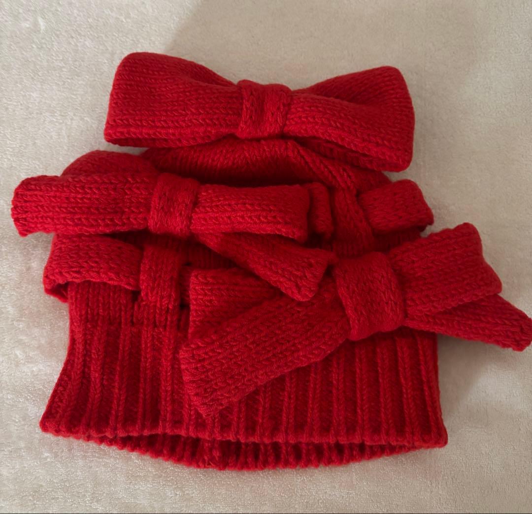 新品未使用 コムデギャルソンガール リボン付ニット帽 赤 - メルカリ