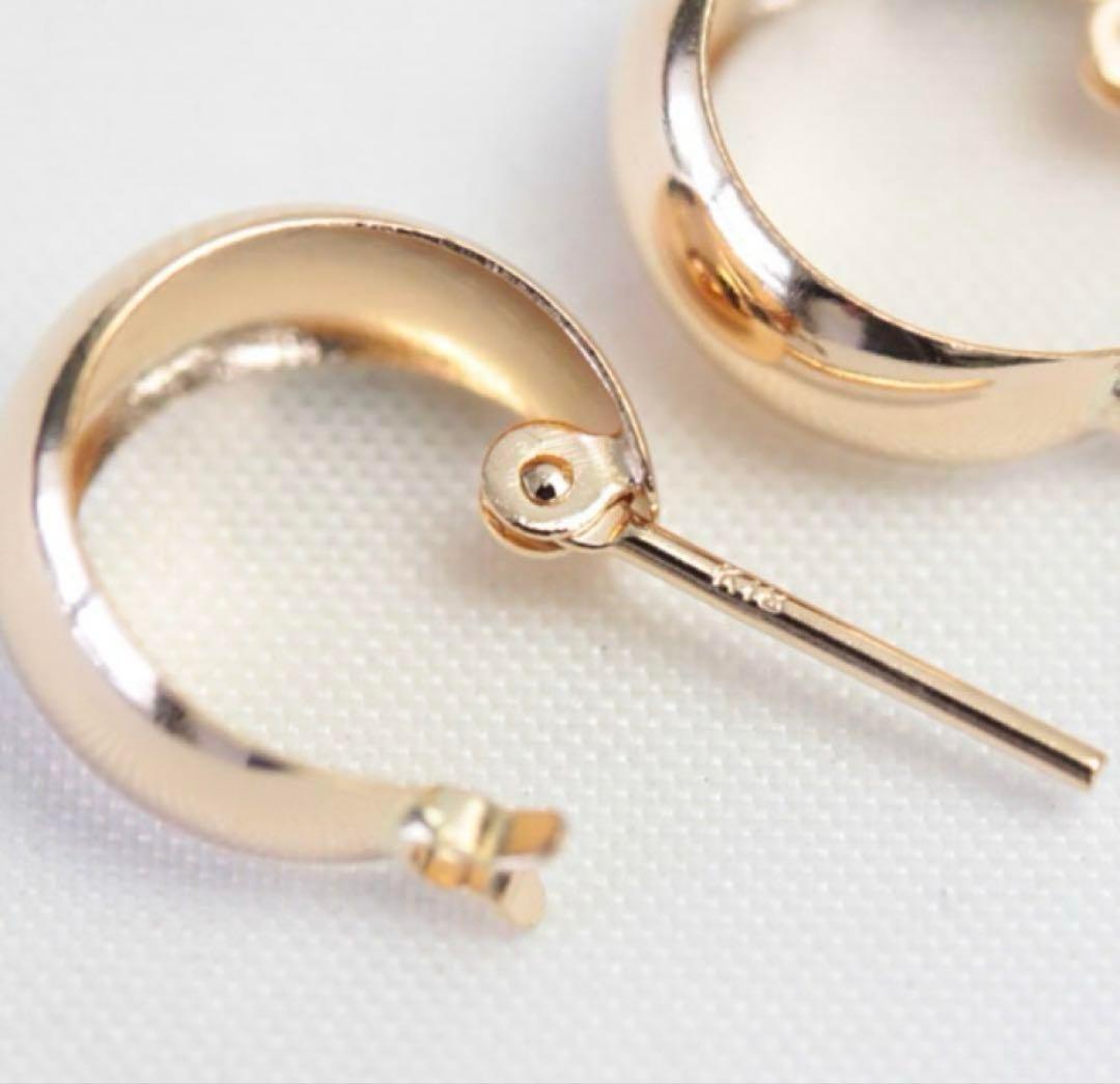 新品 K18 ピンクゴールド フープ18金ピアス 刻印あり 日本製 片耳