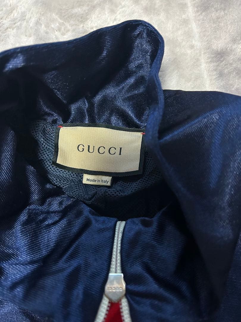 お値下げ中‼️GUCCI ネイビー サテンジャージ ストライプ