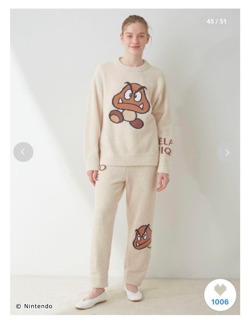 ジェラートピケ　スーパーマリオ　クリボー　セットアップ　ルームウェア