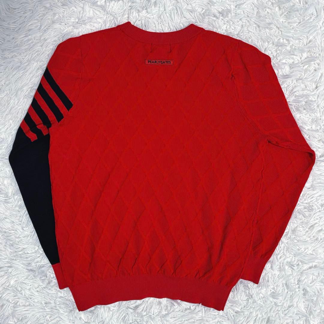 2023モデル パーリーゲイツ ニットセーター アームバー 赤 ゴルフウェア