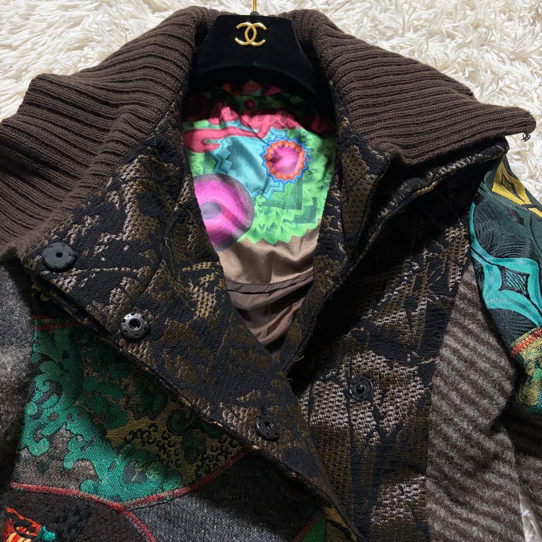 【パンチ ✨】Desigual クレイジーパターンコート パッチワーク