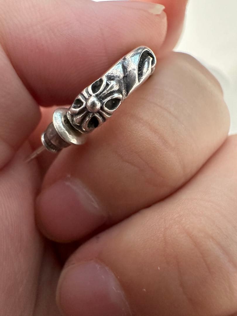 （最終値下)クロムハーツシルバー925装飾フープピアス(片耳用)