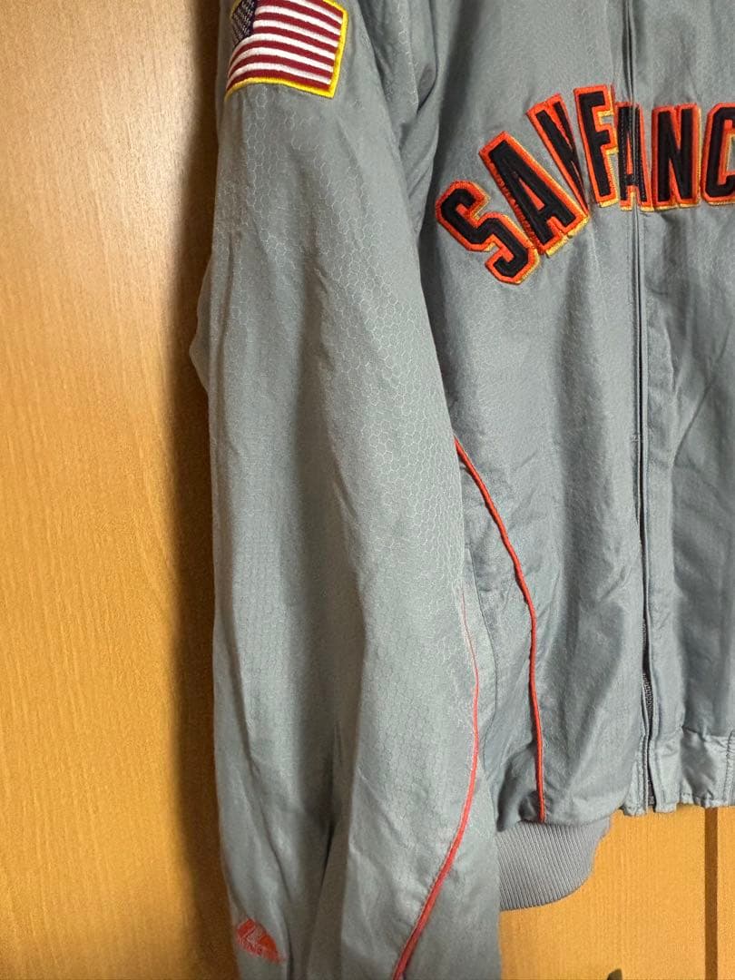 MLB サンフランシスコ・ジャイアンツ スタジャン グレー中綿なし裏地