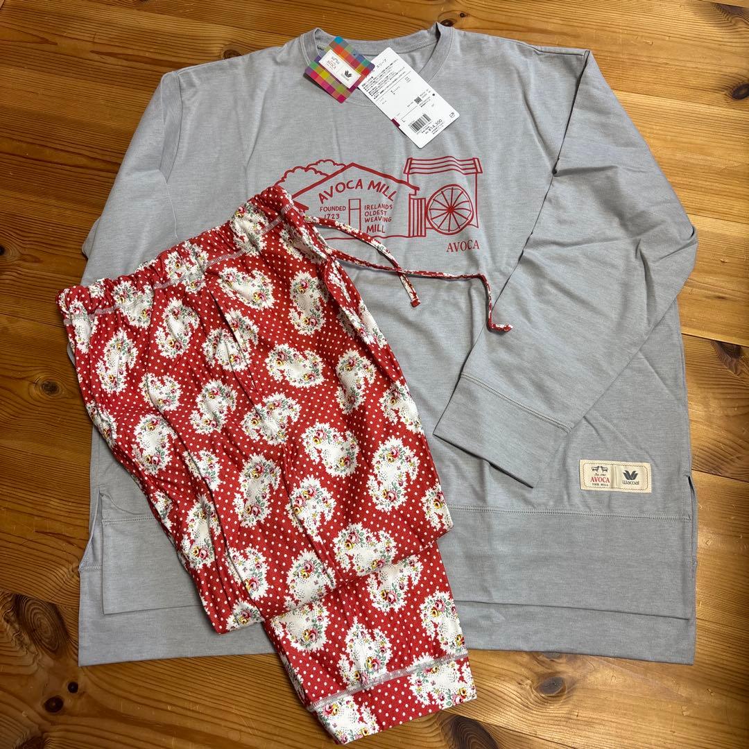 ワコール　AVOCA コットンパジャマ L グレー/赤