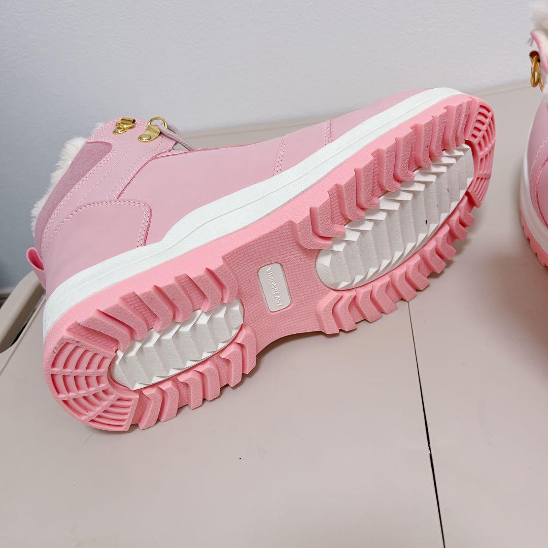 ✦防寒ブーツ 防水 トレッキングブーツ 26cm ピンク 雪 スノー靴