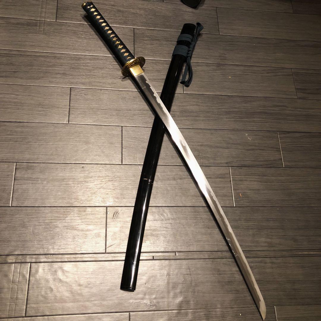 高級模造刀　高級居合刀　緑金拵え　亜合金刀身　居合刀