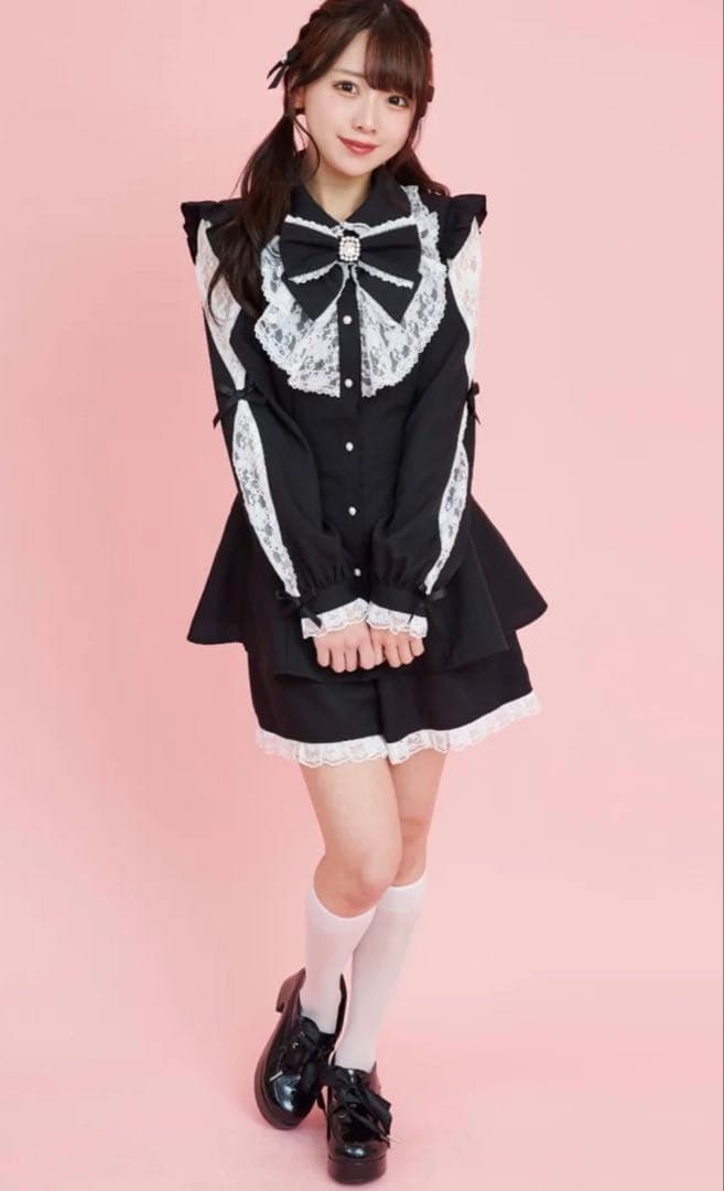 Secret Honey 袖レース切替ラッフルセットアップ　シーハニ　フリー