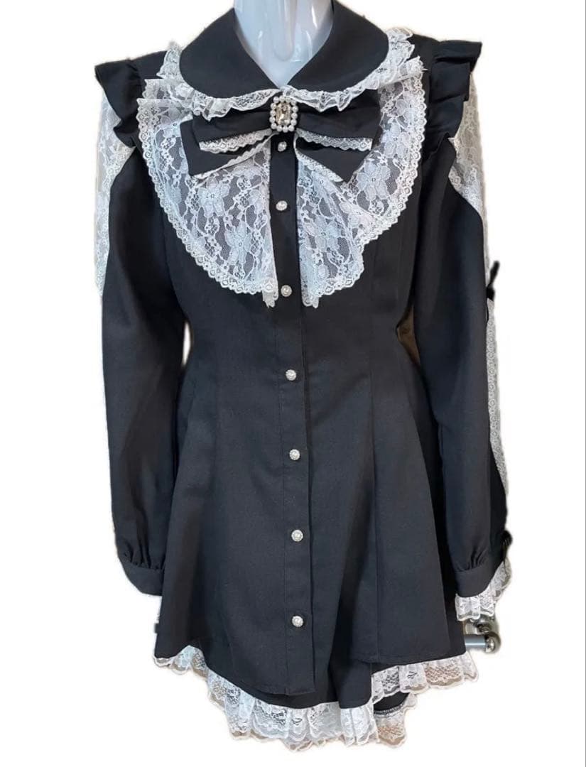 Secret Honey 袖レース切替ラッフルセットアップ　シーハニ　フリー