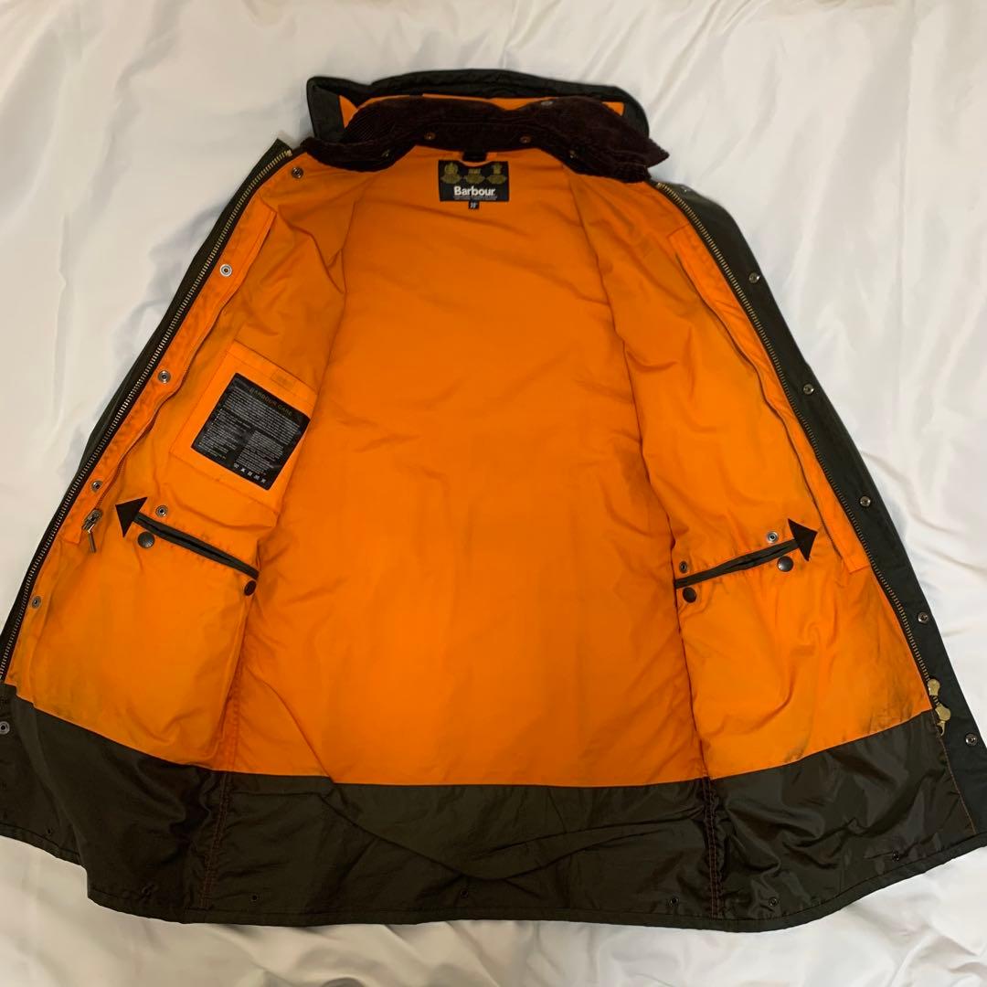 バブアー×ビームス別注　SL BORDER　オリーブ　オイルド　フード　英国製