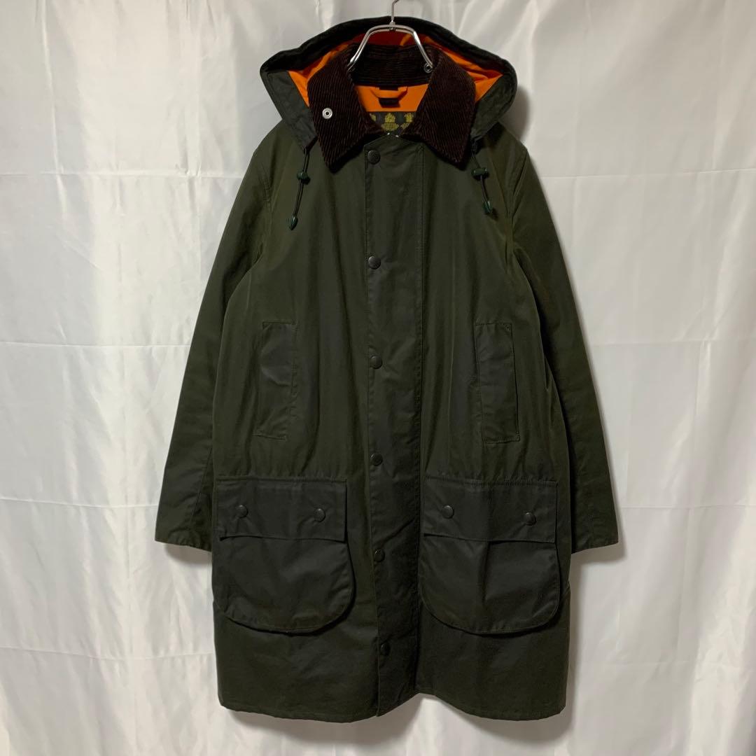 バブアー×ビームス別注　SL BORDER　オリーブ　オイルド　フード　英国製