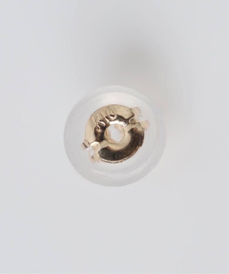 ホワイトトパーズメレダイヤC型ピアス K10（両耳）