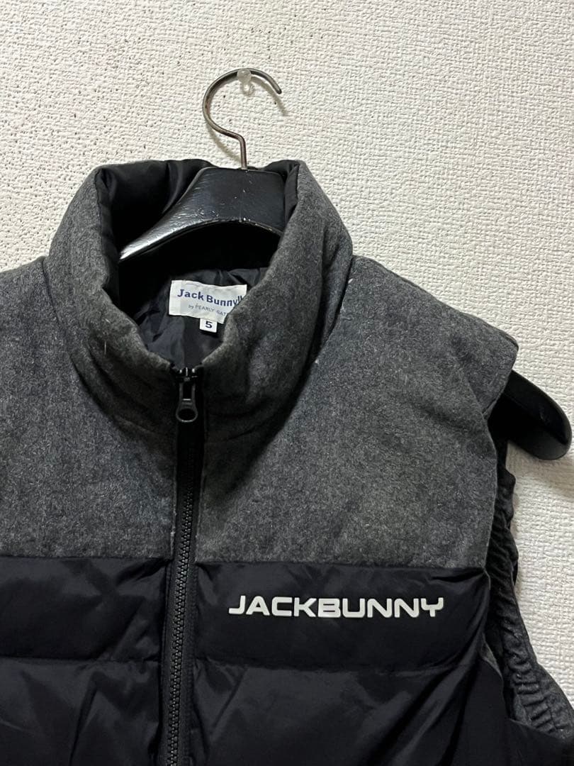 ジャックバニー ウール×ナイロン 中綿ベスト /5 黒×グレー パーリー