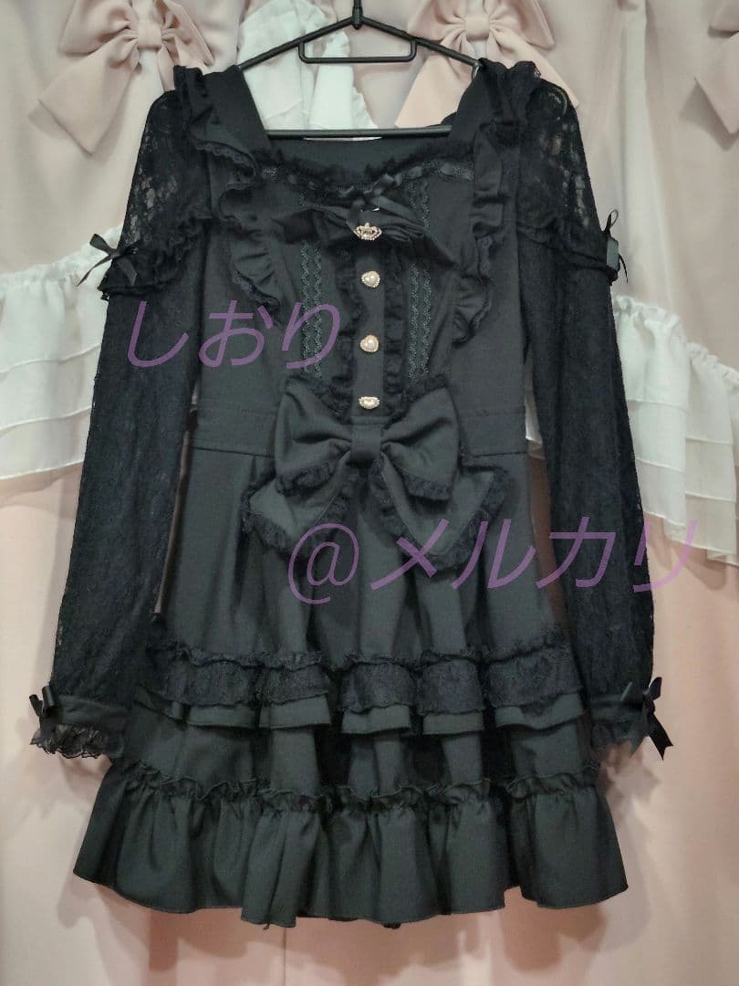 ティアラリボンティアードワンピース ブラック 黒 LIZLISA リズリサ