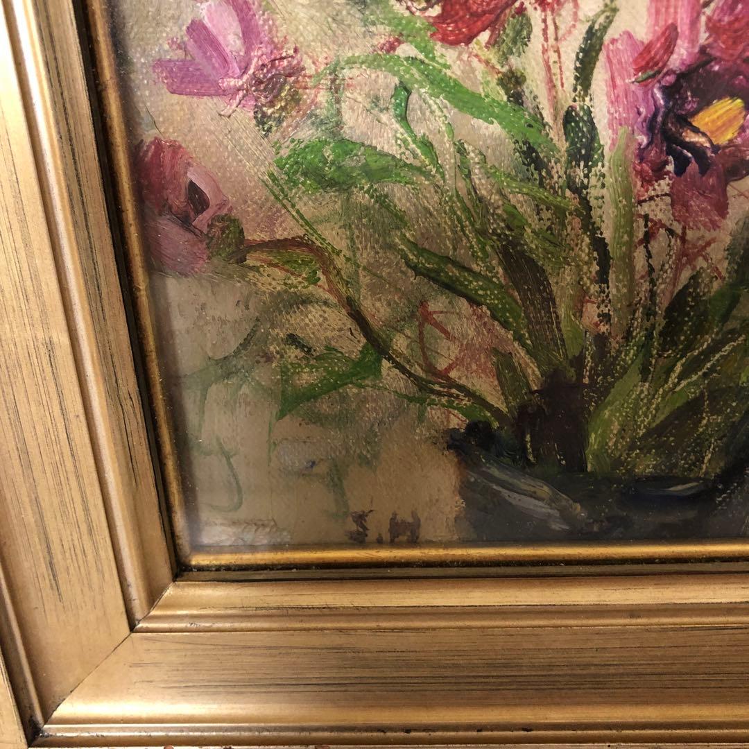 油絵（小花）額装 小さな絵