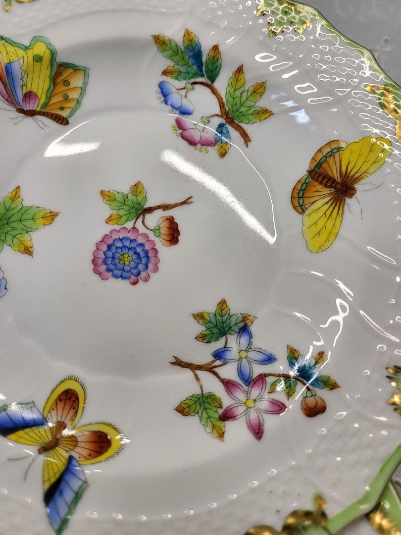 3枚✨ヘレンド ヴィクトリアブーケ サラダ デザート プレート19 皿 花蝶