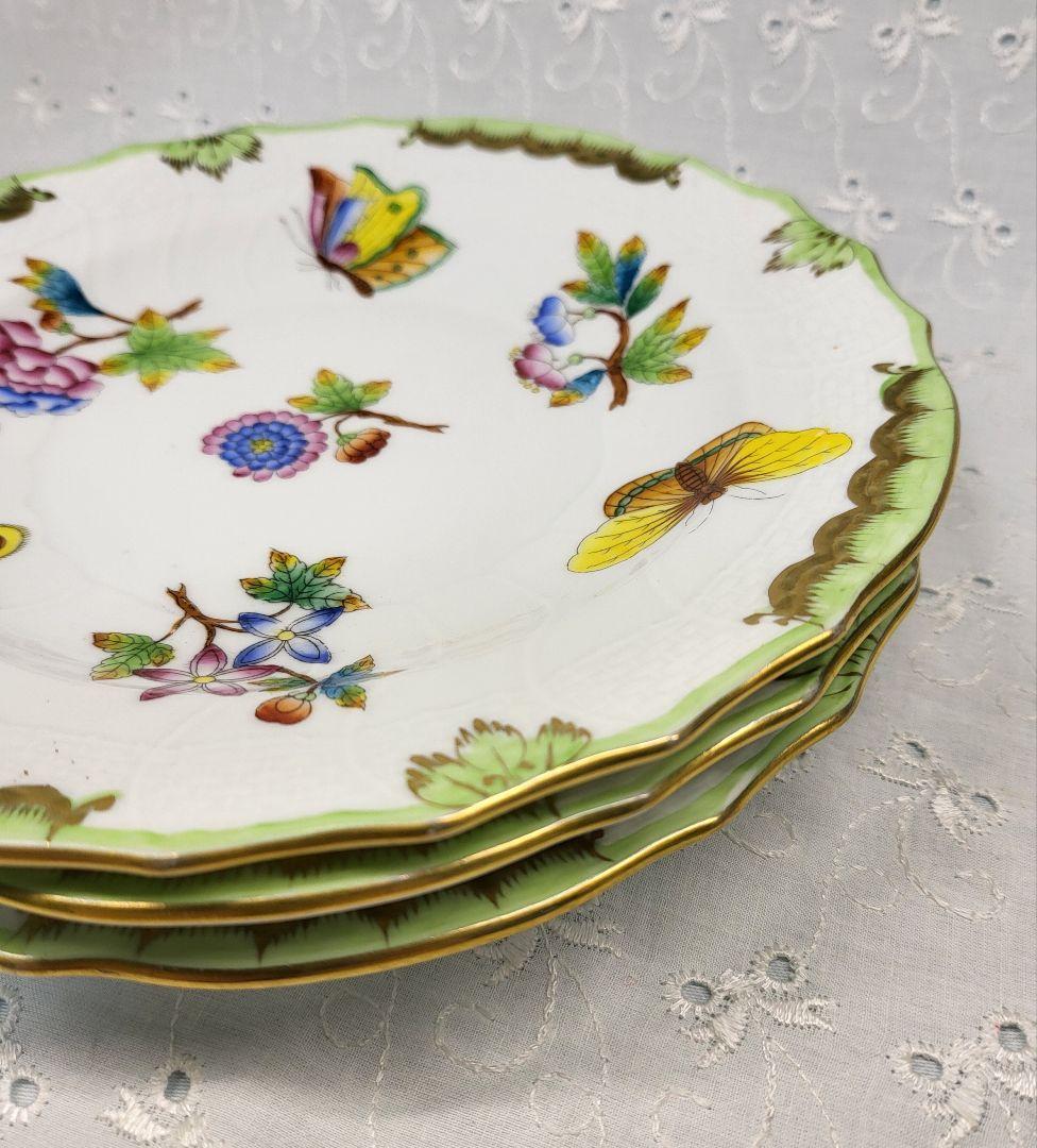 3枚✨ヘレンド ヴィクトリアブーケ サラダ デザート プレート19 皿 花蝶