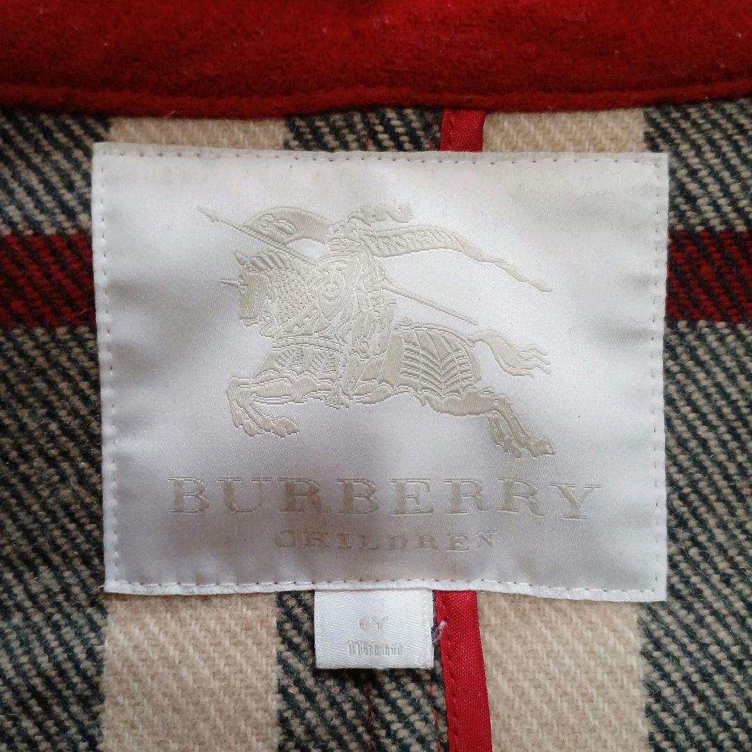 バーバリー キッズダッフルコート メガチェック ホースロゴ 牛革トグル