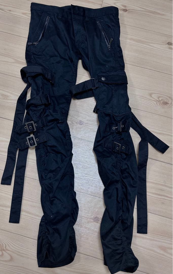 GRANCY ジップデザインカーゴパンツ ブラックMGRANCY ジップデザイン