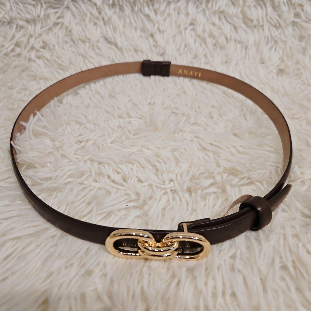 極美品 ANAYI アナイ ダブル バックル スライド ベルト ブラウン