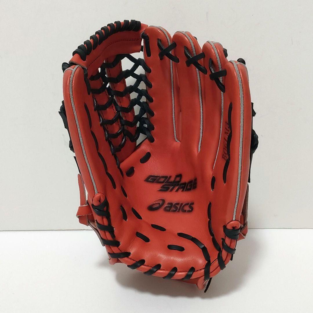 【未使用品】アシックス　ゴールドステージ　硬式グローブ　外野用　オレンジ　右利き