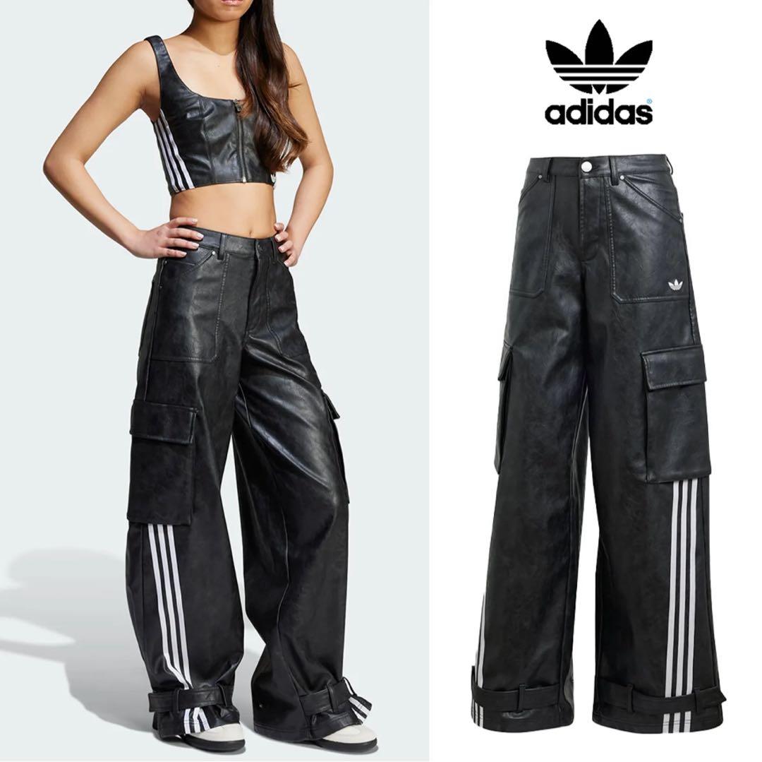 新品26⭐️ADILENIUM シーズン 3 ビンテージ フェイクレザーパンツ黒白
