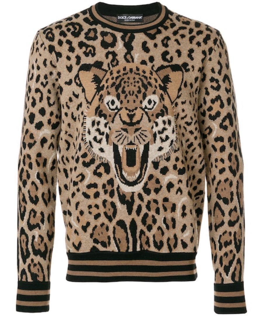 DOLCE & GABBANA レオパード ジャガーニットセーター 豹柄 48