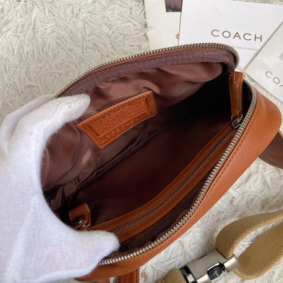 極美品 vintage coach old waist pouch brown
