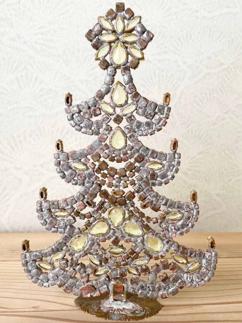 ウランガラス/ビンテージ/Bijoux刻印/チェコガラス/クリスマスツリー