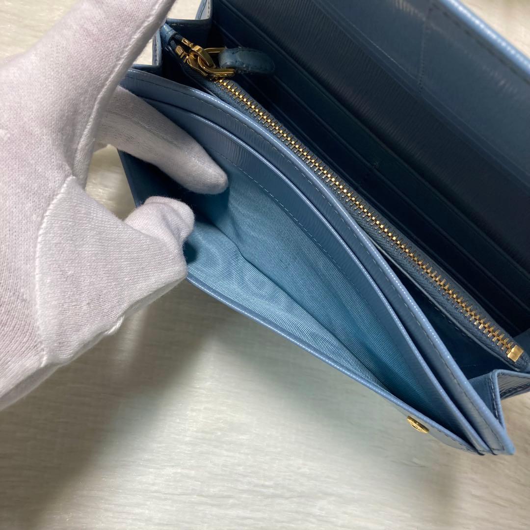 PRADA プラダ　長財布　ロング　水色　青　付属品　二つ折り　財布　折りたたみ