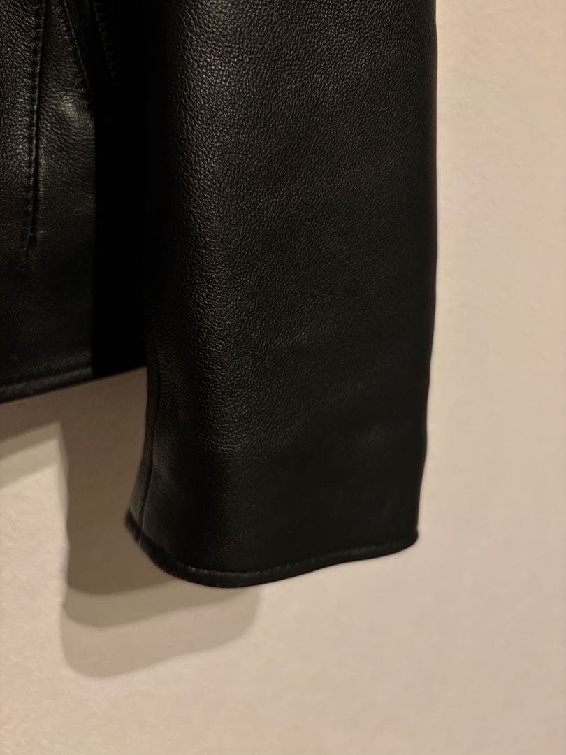 【サイズ３・STUDIOUSブラック レザー シングルライダースジャケット】