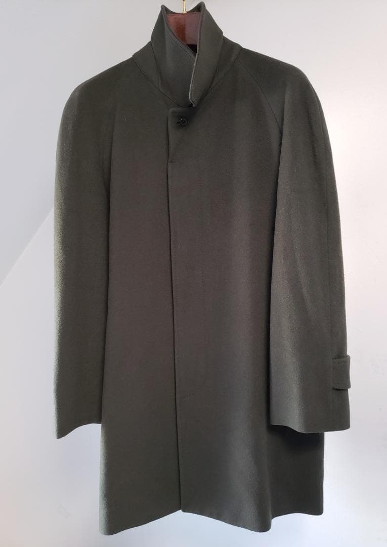 最高級カシミヤ100% 日本製 深喜毛織カシミヤ ダークオリーブ ロングコート