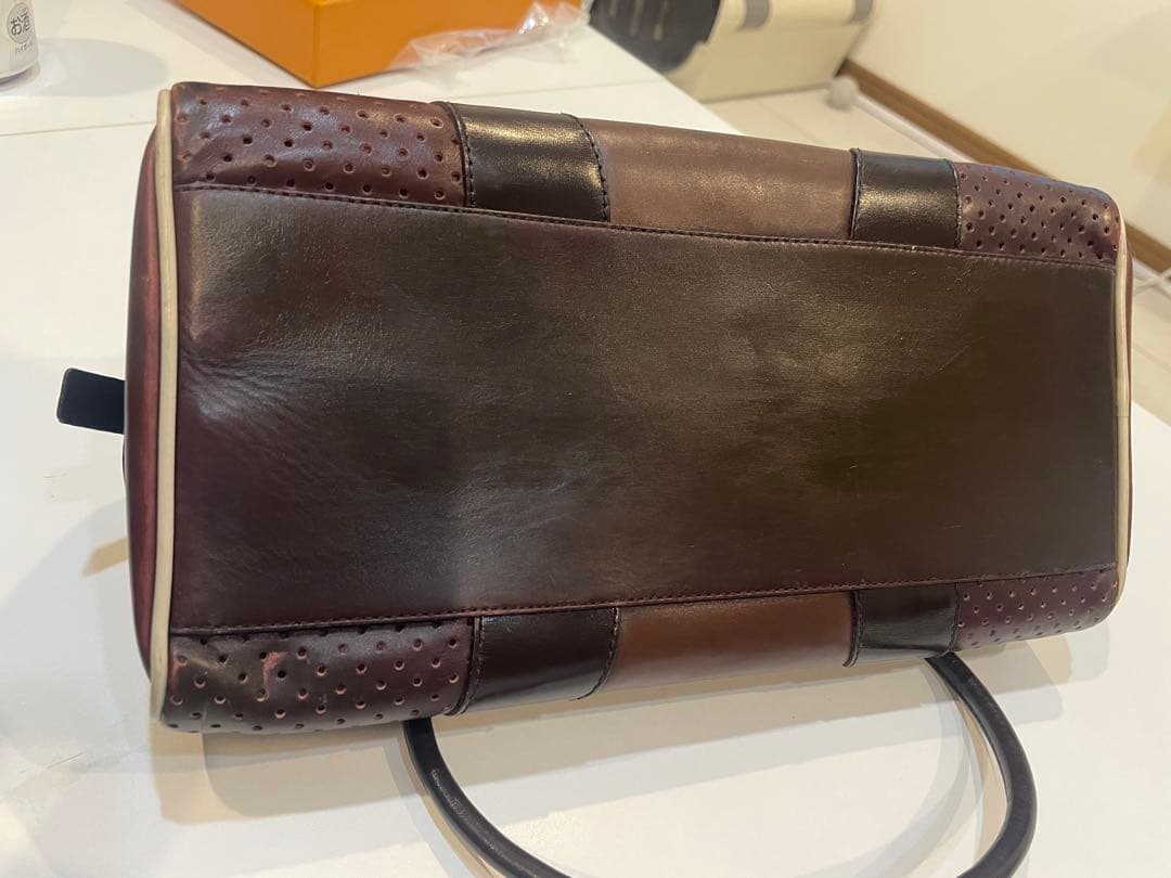 【美品-希少】プラダ PRADA ハンドバッグ ボーリングバッグ レザー