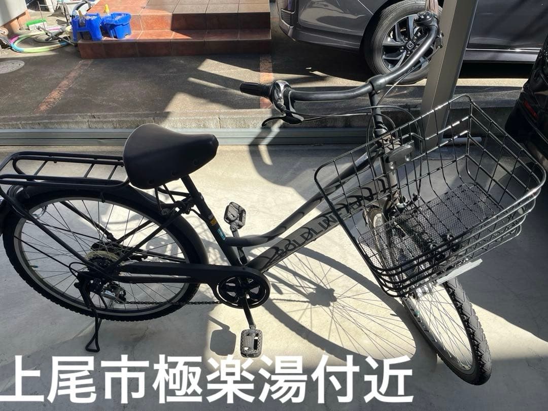 BOLDLINE シティサイクル グレー 前面バスケット付き26インチ自転車