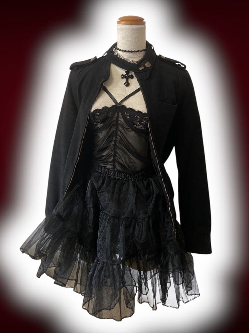 00s平成ギャルy2kゴシックダークコアダックジャケットフェアリーグランジロック