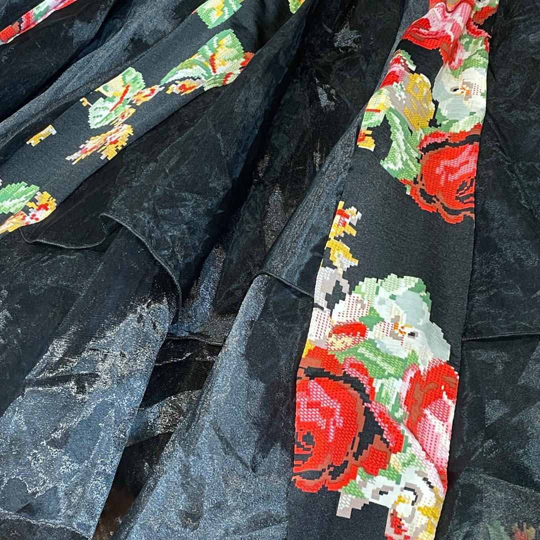 美品】イチオク 社交ダンス ドレス ワンピース 花柄 ローズ ティアード