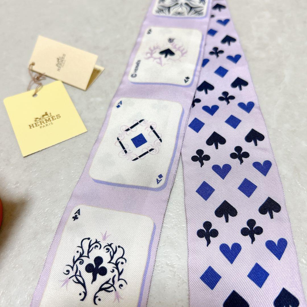 【美品】HERMES エルメス ジュドーカルト トランプ柄 ツイリー 箱付き