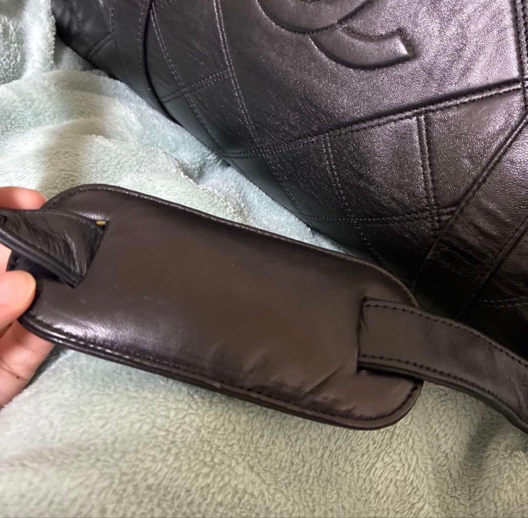 T*K様 CHANEL ヴィンテージ 黒 キルティング ロゴ レザー ボストンバ