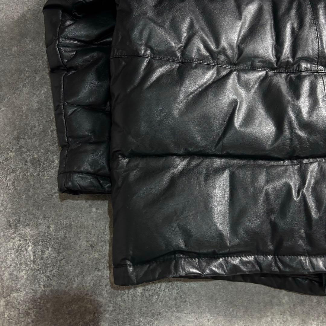 【vintage】レザーダウンジャケット 牛革 肉厚 ブラック