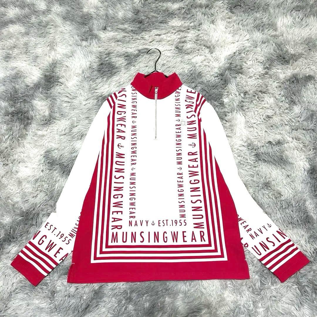 【Munsingwear】ゴルフウェア ホワイト ピンク Lサイズ