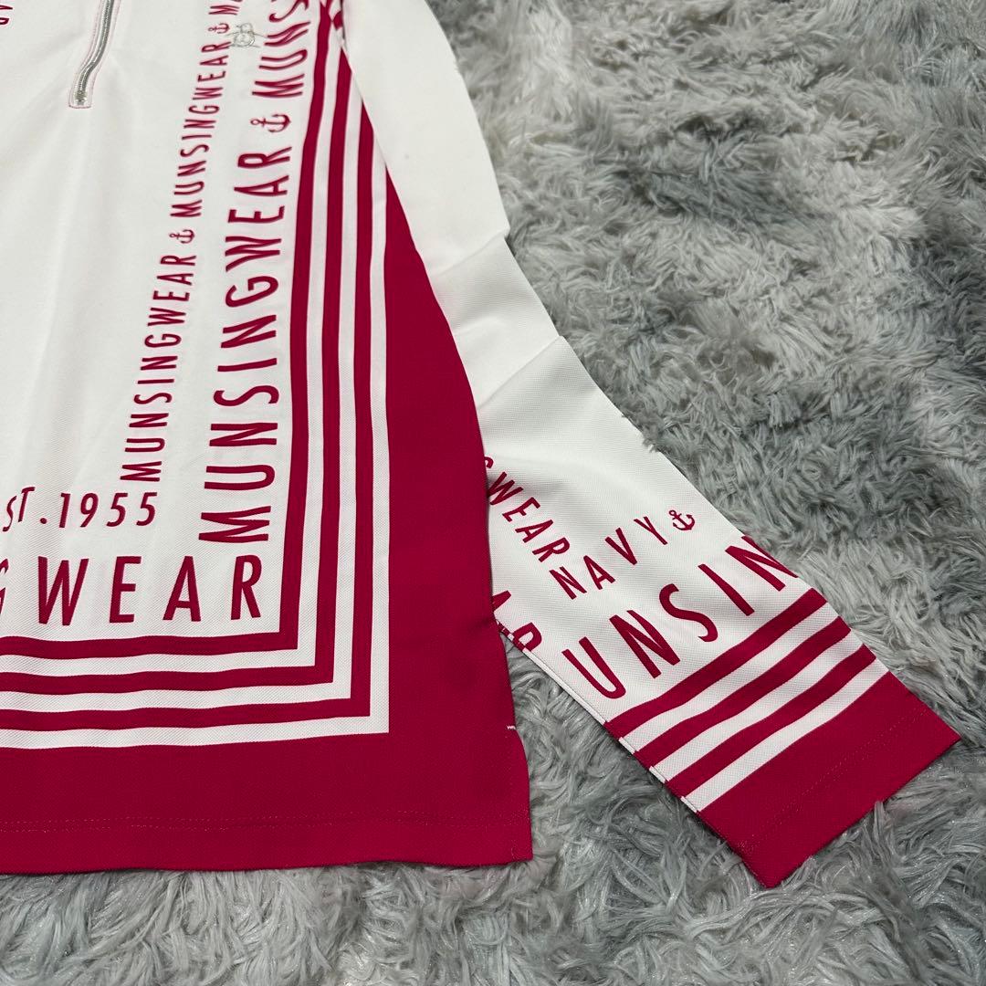 【Munsingwear】ゴルフウェア ホワイト ピンク Lサイズ