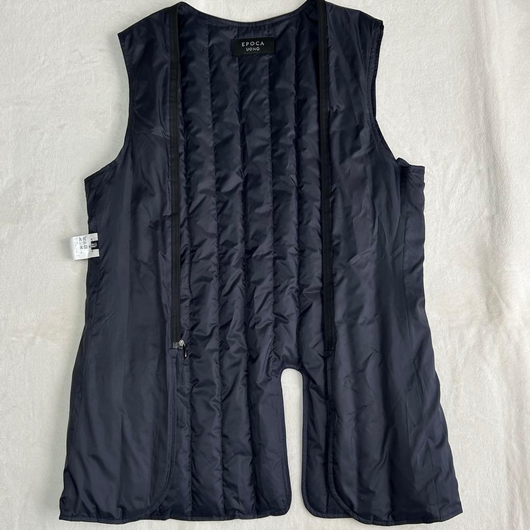 美品 エポカウォモ ダウンライナー シングル チェスターコートL 紺 ビジネス