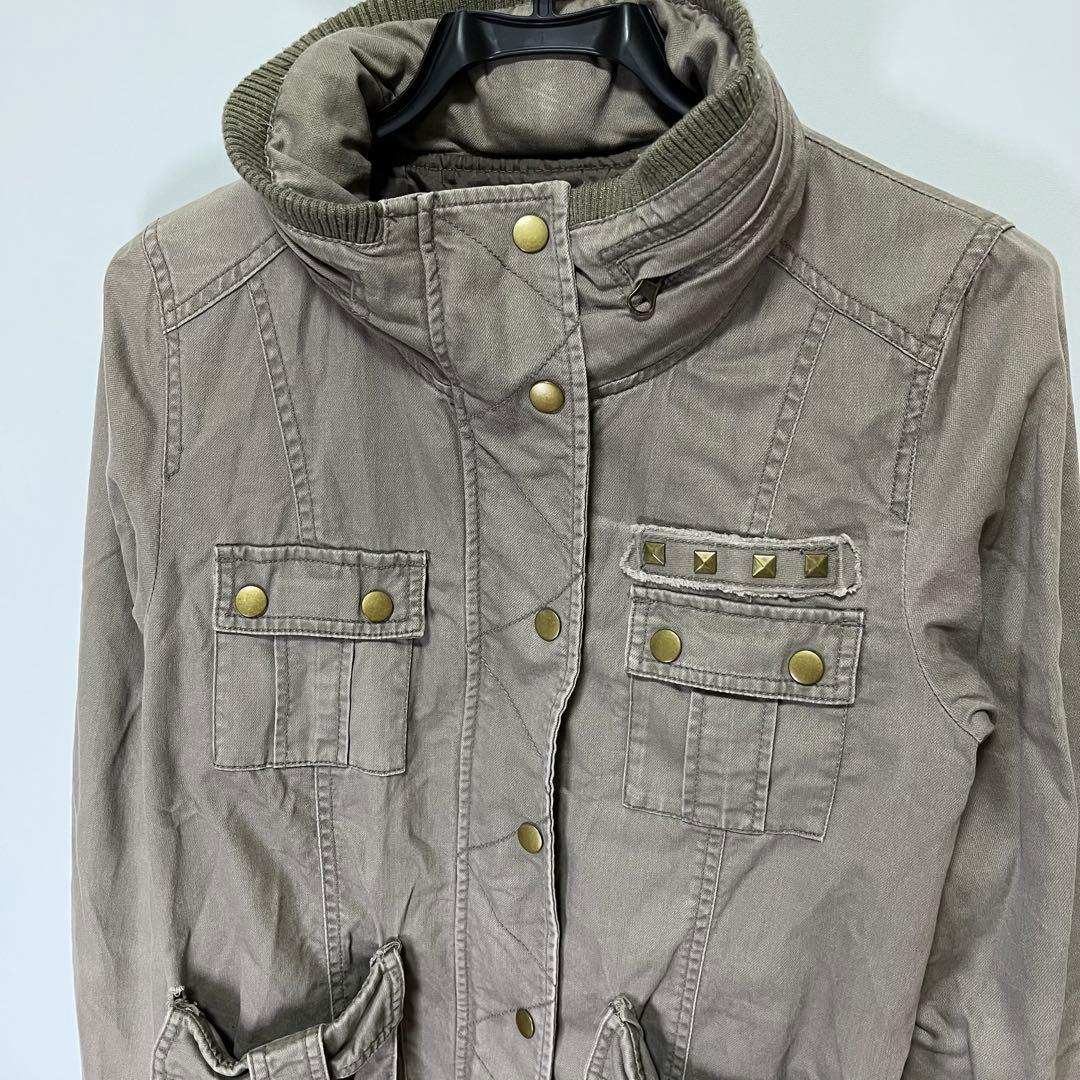 y2k gather military グランジ ミリタリージャケット カーキ