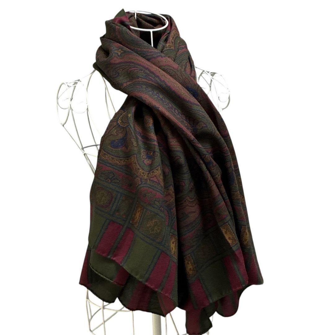 極美品✨ETRO エトロ シルク混 大判ストール スカーフ イタリア ペイズリー