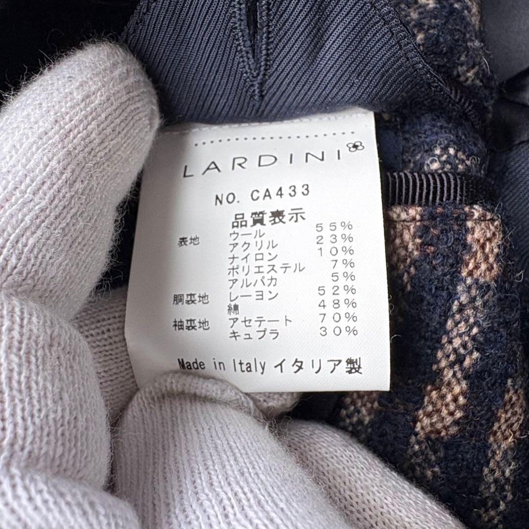 LARDINI ラルディーニ チェック チェスターコート ウール ガウン 50