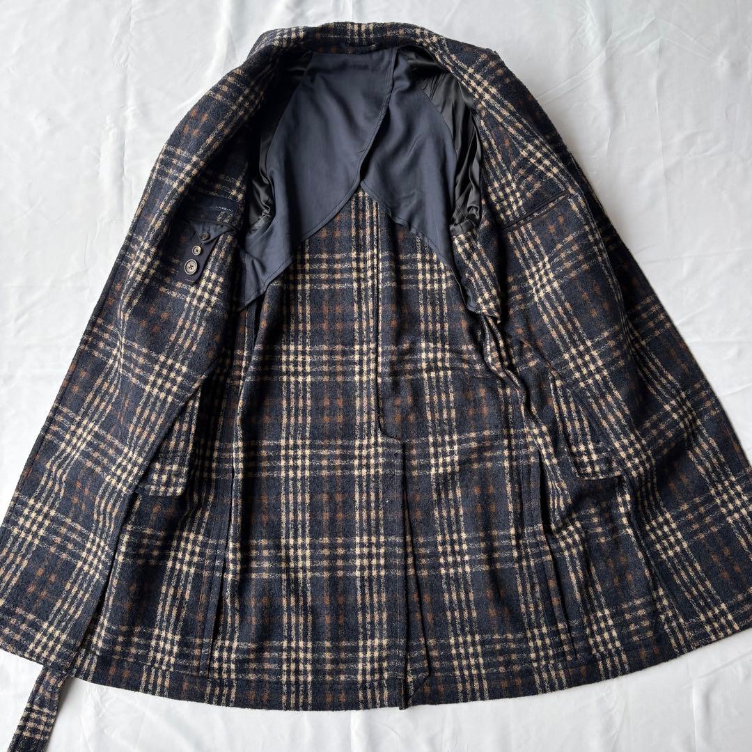 LARDINI ラルディーニ チェック チェスターコート ウール ガウン 50