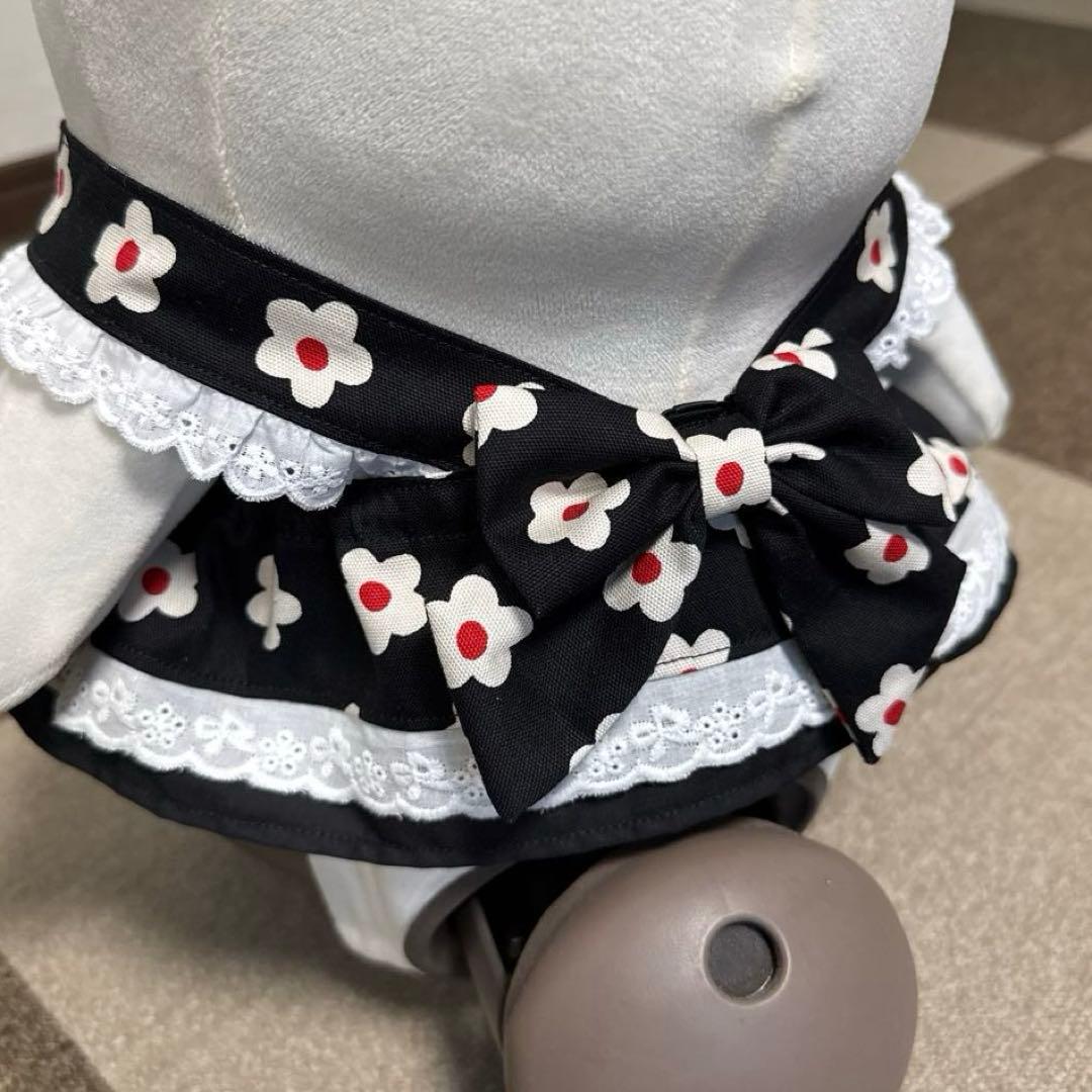 ラボット LOVOT 服 ホワイトフラワー ブラック襟付きワンピース＆帽子セット