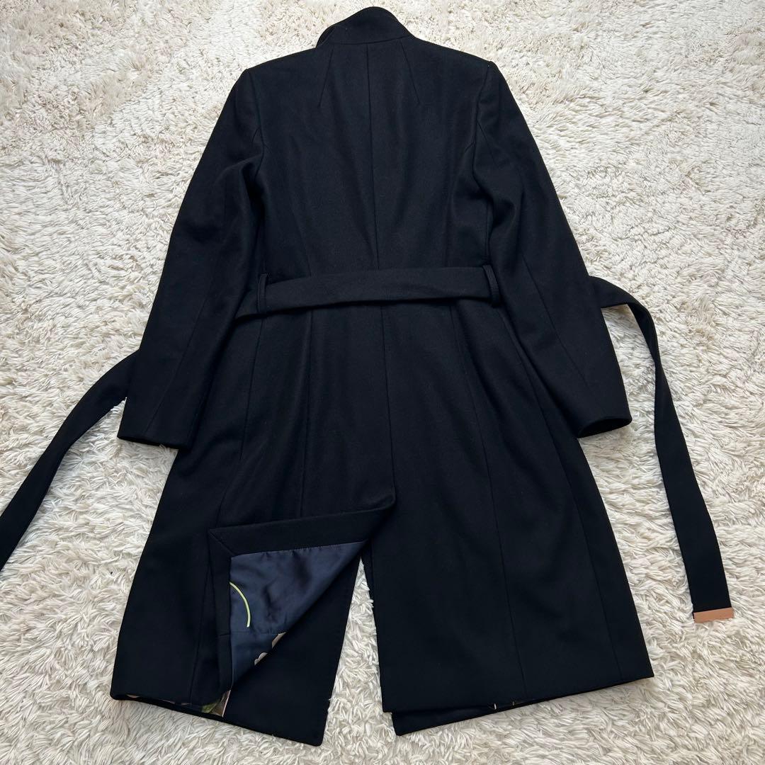 【TED BAKER】美品 ベルテッドコート 花柄 黒 テッドベイカー Aライン