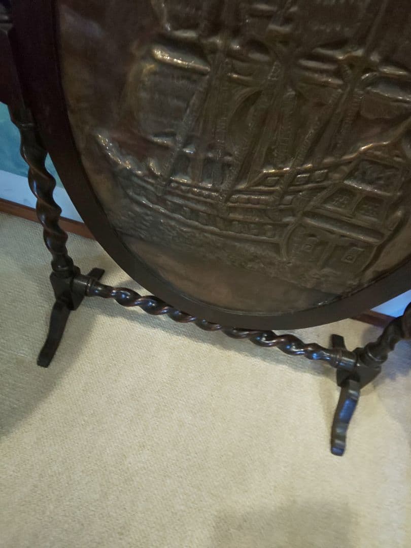 《英国製 》イギリスの アンティークの ファイア・スクリーン 衝立