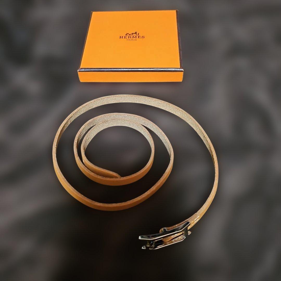 HERMES ブラウン レザー ブレスレット